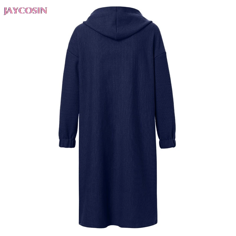 JAYCOSIN женский свитер с длинным рукавом, однотонный Свободный Длинный свитер, кардиган с капюшоном, верхняя одежда, femenino Manteau femelle#1214