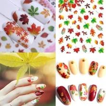 1 лист, дизайн ногтей, 3D, сделай сам, стикер для ногтей, шарм, дизайн ногтей, наклейка, золото, желтый, кленовые листья, тонкий клей, Декор, маникюр, ломтик