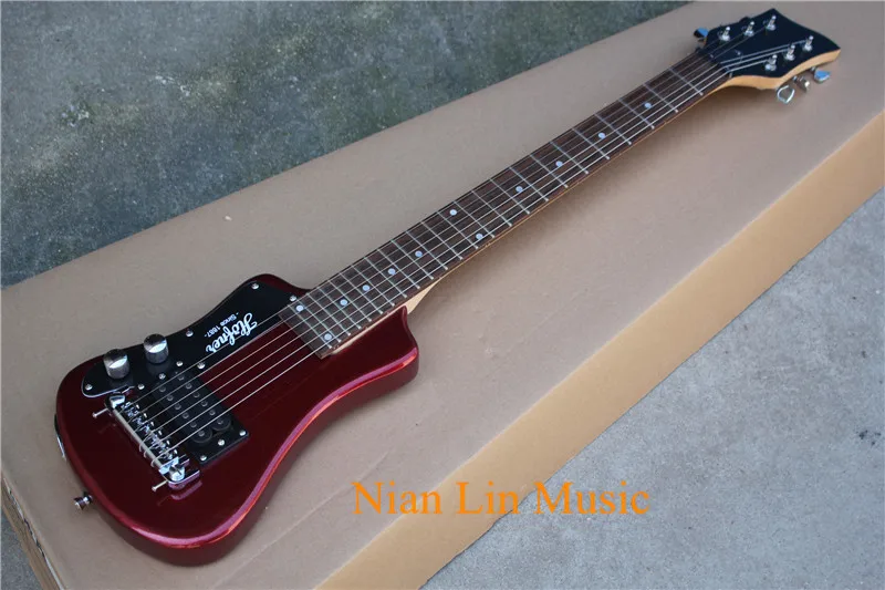 

6-String Electric Guitar,Child Style,Claret-red Color Body with 1 Open Pickups,24 Frets and can be Customized