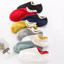 8 пар, женские хлопковые кружевные носки, новые весенние женские короткие носки Kawaii, красивые повседневные Мягкие однотонные носки-башмачки