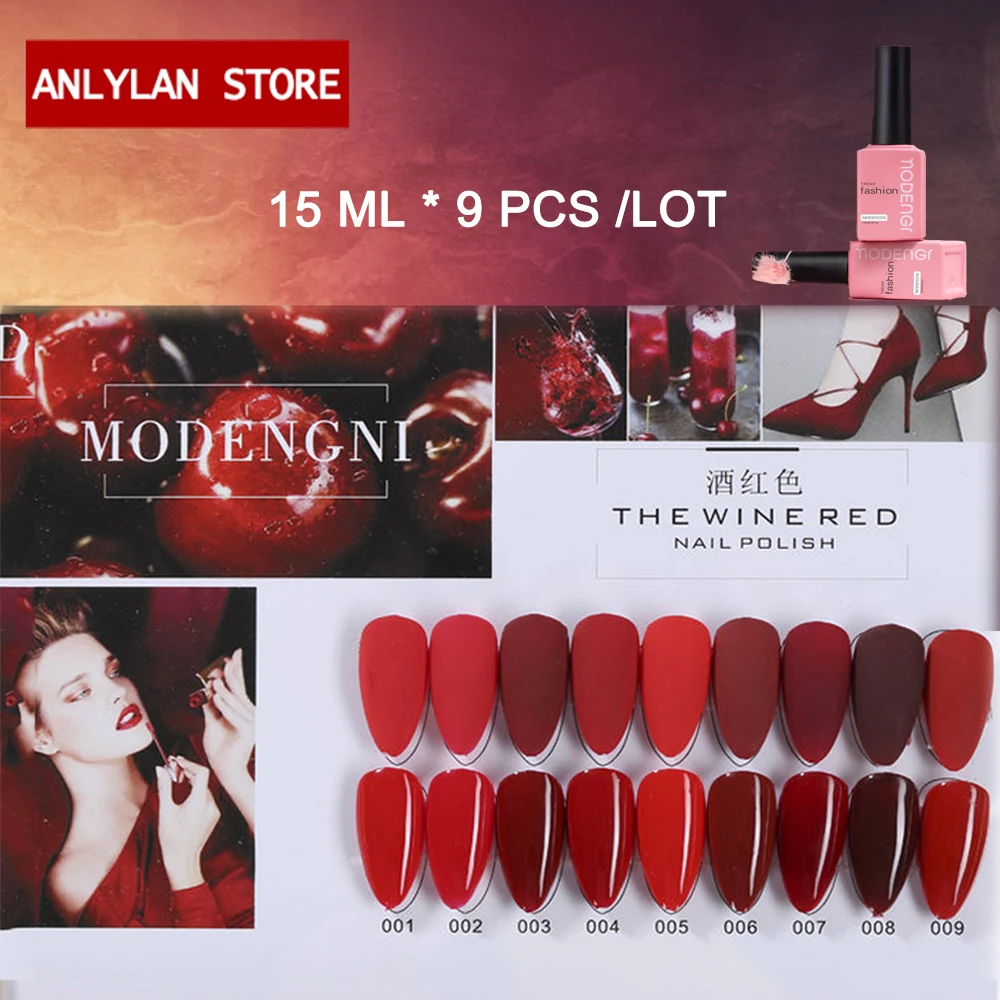 

15ML Gel Wine Nail Red Colors Fashion UV Gel Nail Polish Soak Off Vernish Semi Permanent LED Nail Polish Lacquer Gel Polish