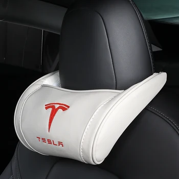 

Car Headrest Leather Seat Head Pillow Seat Care Neck Support Modification For Tesla Model 3 Model S ModelX Universal Accessories