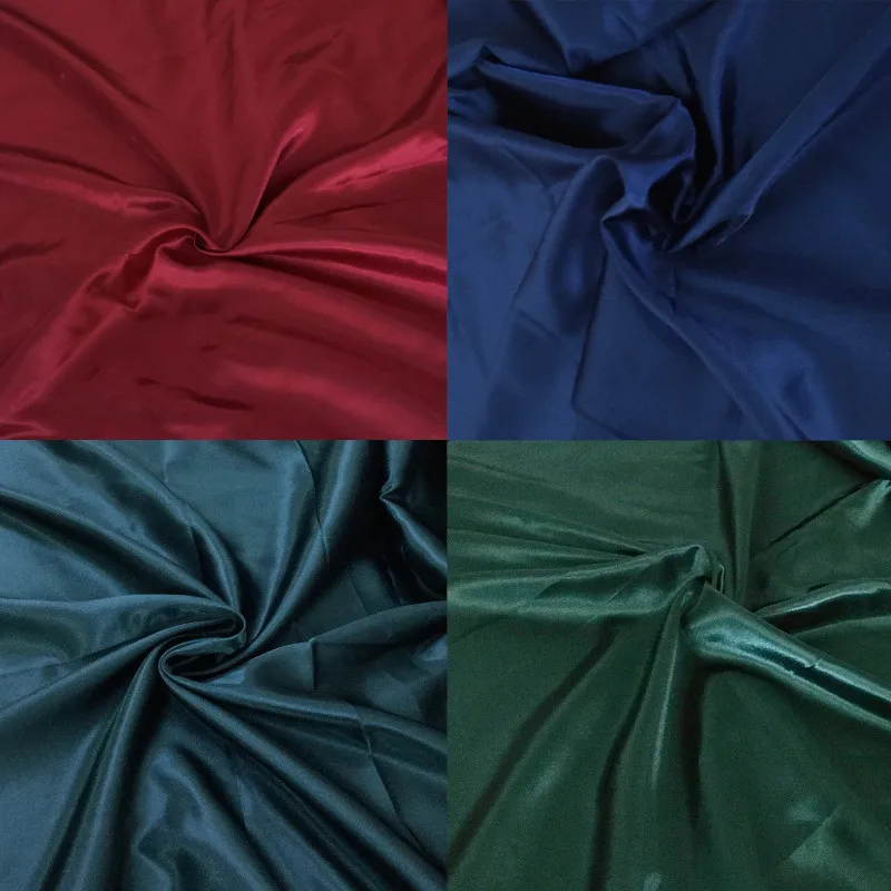 Silky Satin Fabric By The Meter High Density Green Fabric for Sewing Dress Shirts Wedding Lining Cloth, Black Blue Red White