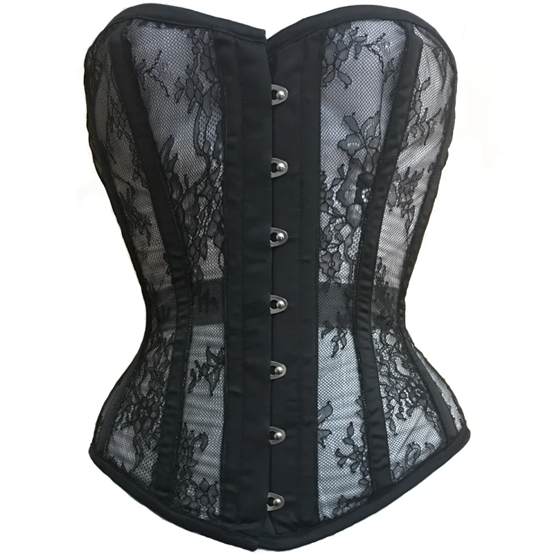 Annzley Summer Corset Black Mesh Breathable Steel Boned Waist Slimming Corset For Women