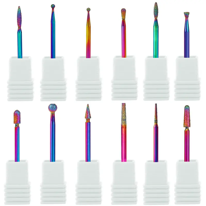 Радужные алмазные сверла для ногтей красочные фрезы электрическая машинка