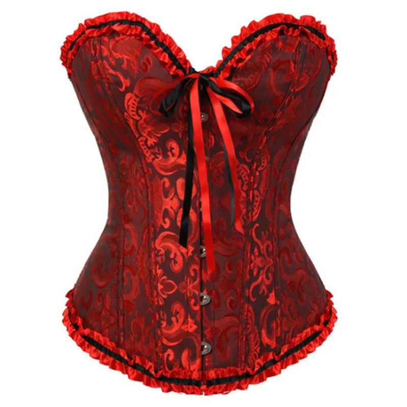 Corsets Bustiers Floral Tops For Women Plus Size Vintage Sexy Corsets Gothic Satin Lingerie Corselet Overbust F3MD