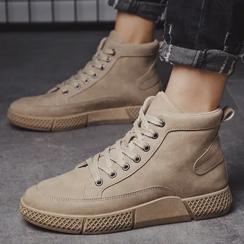 

2020 High Quality Fashion Winter Men's Boots Warm Working Boots Lace Up Men's Desert Boots Round Toe High Top Shoes