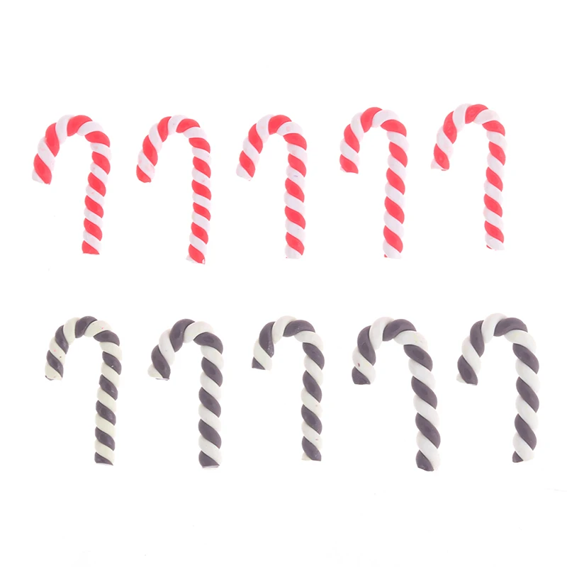 10/20pcs Dollhouse Miniature Christmas Red White Candy Cane Model Dollhouse Miniature Decoration New