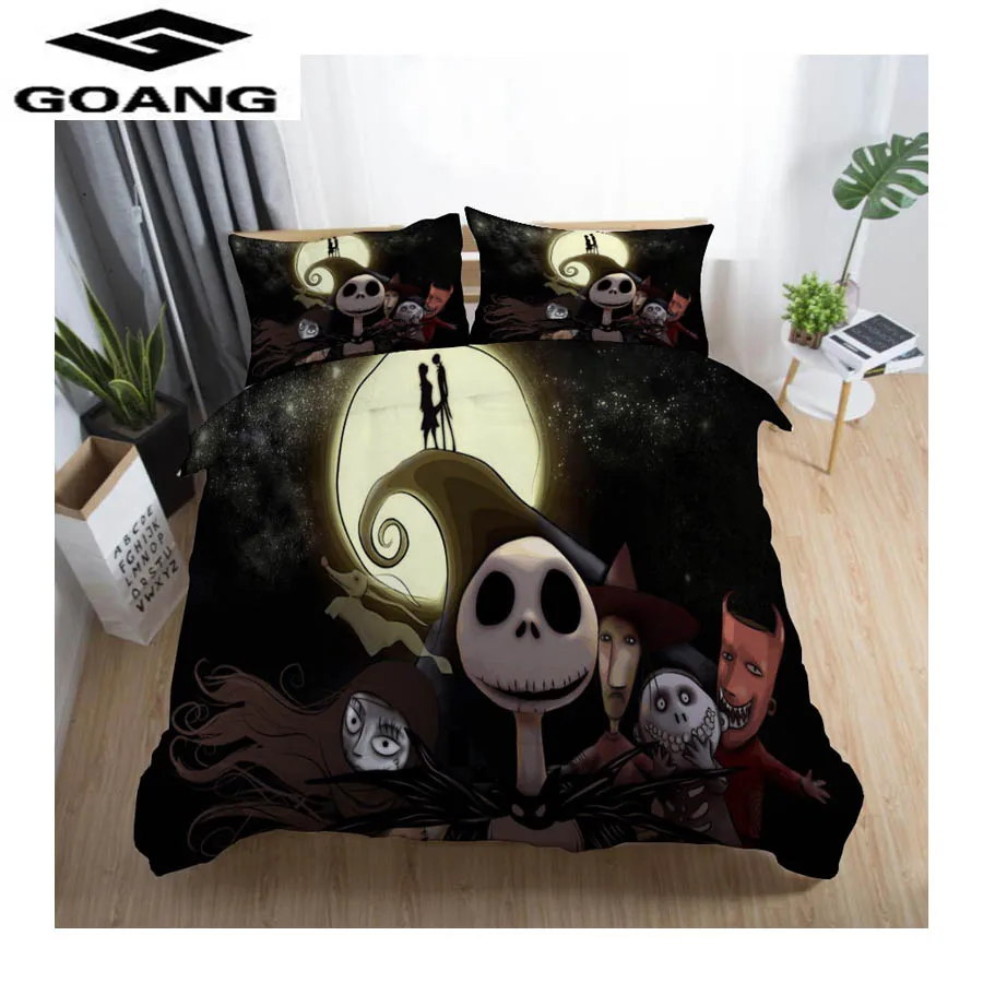 GOANG Nightmare before Christmas 3d Bedding Sets Sally and Jack bed sheet duvet cover pillowcase bedding luxury home textiles - Color: Gray