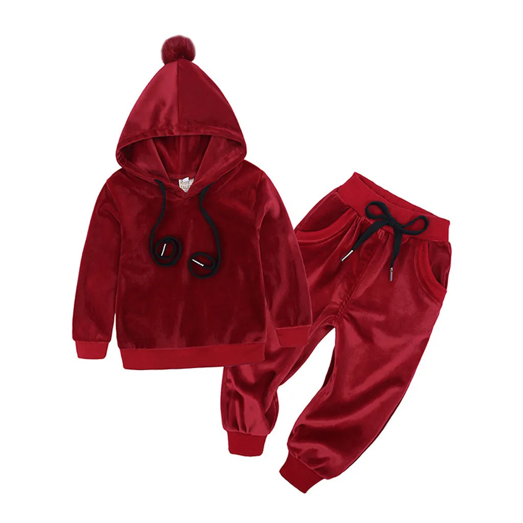 Г. TELOTUNY, осенне-зимняя одежда для малышей комплект из 2 предметов, теплая флисовая толстовка с капюшоном для маленьких девочек комплекты с длинными штанами детская одежда, 918