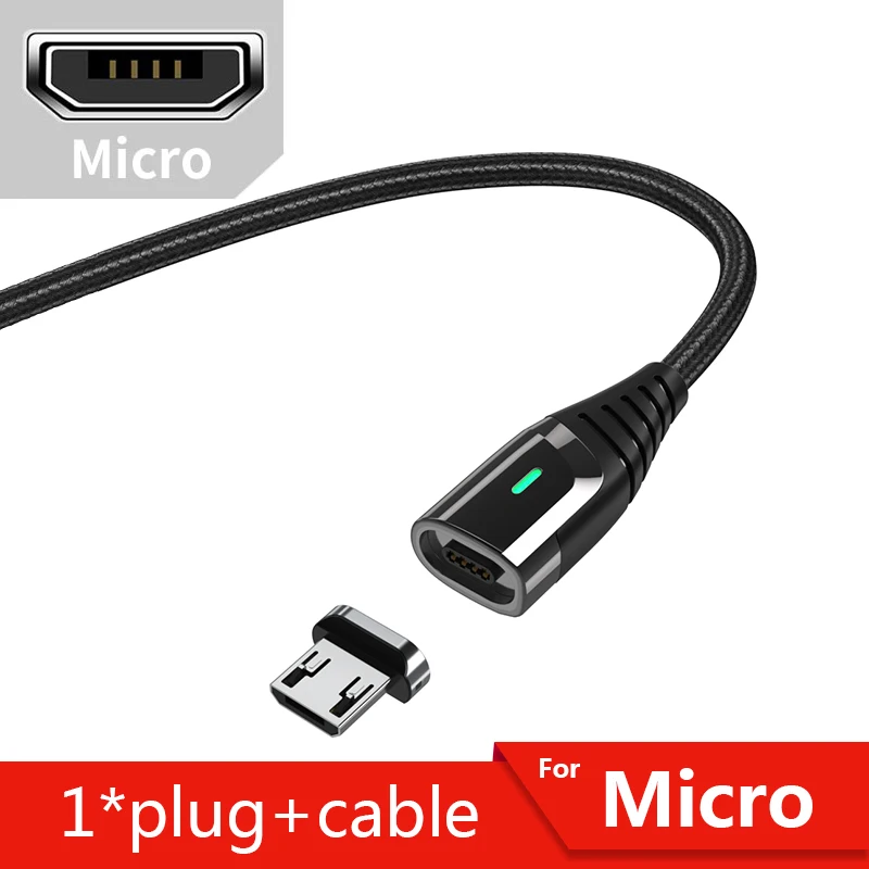 Магнитное зарядное устройство Essager Micro USB кабель для huawei samsung провод для быстрого заряда Шнур usb type C type-C магнитные кабели для мобильных телефонов - Цвет: Black Micro Cable