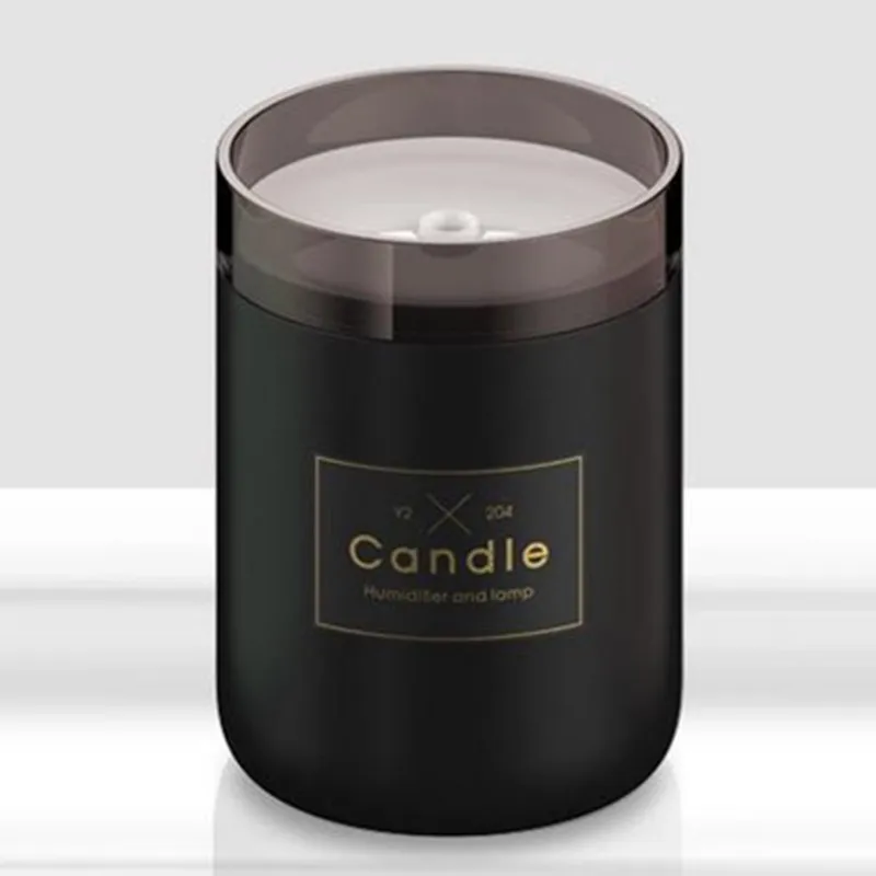 Black 280ML USB Candle Ultrasonic Air Humidifier Essential Oil Diffuser Car Purifier Aroma Mist Maker Romantic Soft Light 40#126 - Цвет: Black