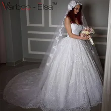 

white Romantic Lace Sweetheart Neckline A-line Wedding Dress Strapless custom Bridal Gowns robe de mariee princesse de luxe