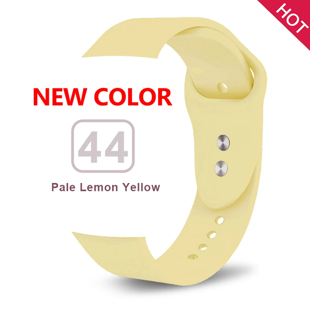 Light lemon yellow Мягкий силиконовый сменный спортивный ремешок для 38 мм Apple Watch Series1 2 3 4 5 42 мм наручный браслет ремешок для iWatch Sports Edition - Цвет ремешка: Light lemon yellow