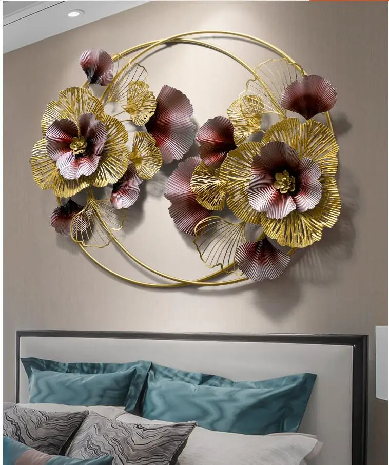 Китайское роскошное Кованое железо Настенное подвесное искусственное цветочное украшение поделки 3D домашняя Наклейка на стену для гостиной фрески украшения