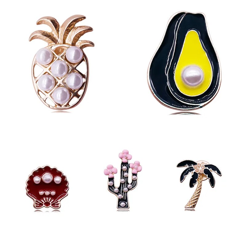 5 шт. летняя брошь в виде ананаса кактуса жемчуга сплав эмаль булавка набор