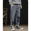 Vintage Men's Jeans Fashion Patchwork Straight Harlan Pants Streetwear Hip Hop Loose Patch Denim Trousers Male Oversized Clothes 4