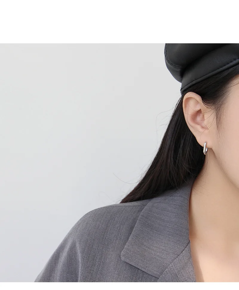 Oval Geometric Piercing 925 Sterling Silver Earrings for Women Gold Small Hoop Earrings Engagement Earings Fashion Jewelry 2019 (6)