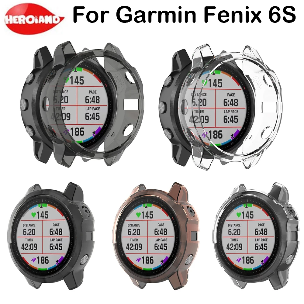 

Soft TPU Case Silicone Protective Clear Case Cover Shell for Garmin Fenix 6S/6S Pro Band Smart Watch Screen Protector Cases