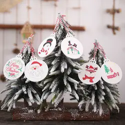 6 шт./упак. Горячая продажа Рождественская елка декорации Санта-Клаус снеговик лося печатные деревянные подвесные аксессуары