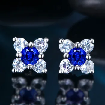 

2020 new trendy blue color Plum Ear Stud 925 sterling silver earrings for girl Christmas gift gift jewelry wholesale E5661