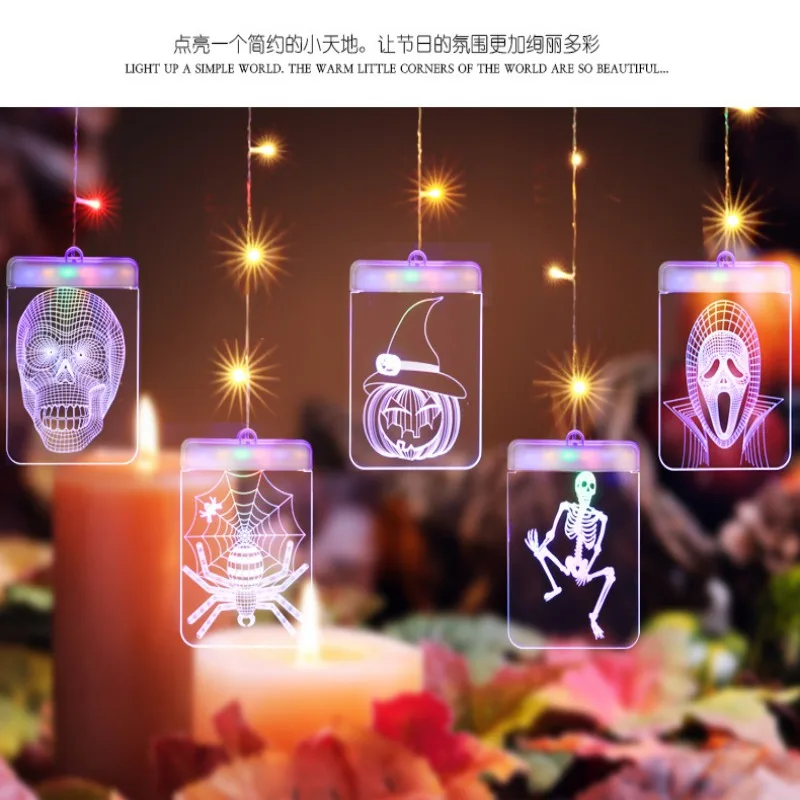 

DIY Halloween Pattern Light USB Lamp Wall Hanging Fairy Lighting Lamp Halloween Hunted House Decoration