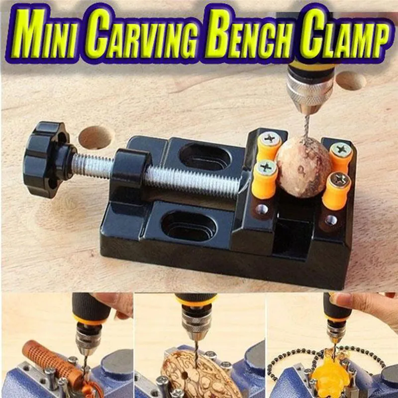 Flat Mini Carving Bench Clamp Drill Press Vice Hand Micro Clip with 4pcs Screws and Installation Covers For DIY Tools 40DEC0510