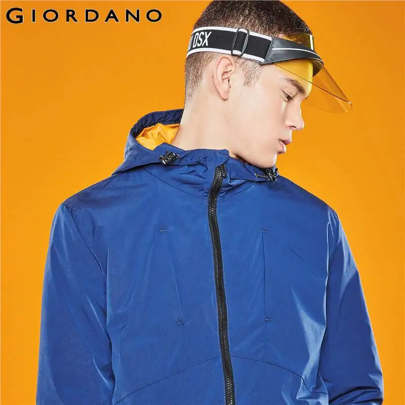 Giordano мужская куртка с контрастной подкладкой с капюшоном ветровка на молнии спереди Jaqueta Masculino ветрозащитный Corta Vento Masculino 01079747