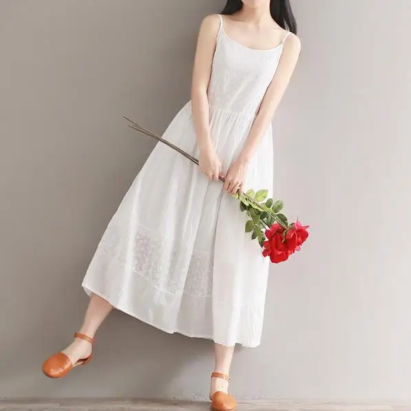 Японский Мори Девушка Лето для женщин белые подтяжки Цветочная вышивка