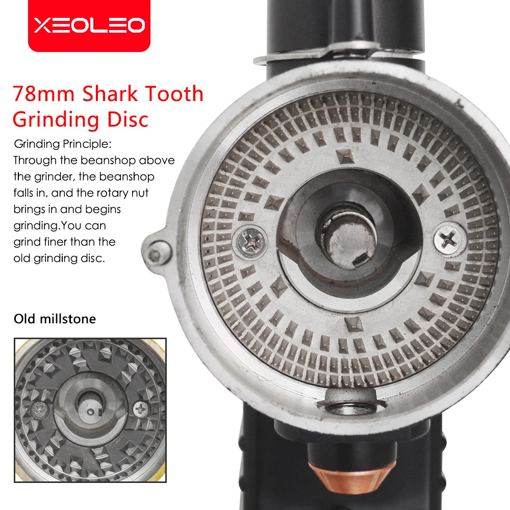 XEOLEO Filter coffee grinder 78mm shark tooth burr grinder 200W coffee bean grind machine 10 step coffee miller coffee maker 4