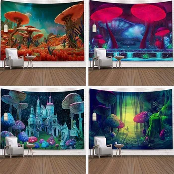 

Kids Room Wall Hanging Big Mushroom Color Printed Animation Lovely Bay's Room Tapestry Blanket alfombra dormitorio T59