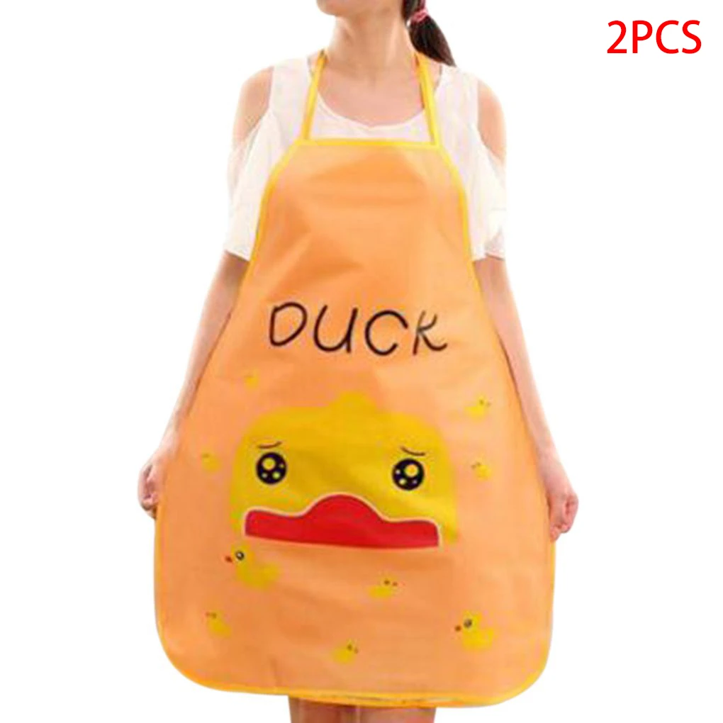 2 Pieces Cute Cartoon Waterproof Apron Kitchen Restaurant Cooking Bib Aprons for Men Women Mother Gift Hot Sale | Дом и сад