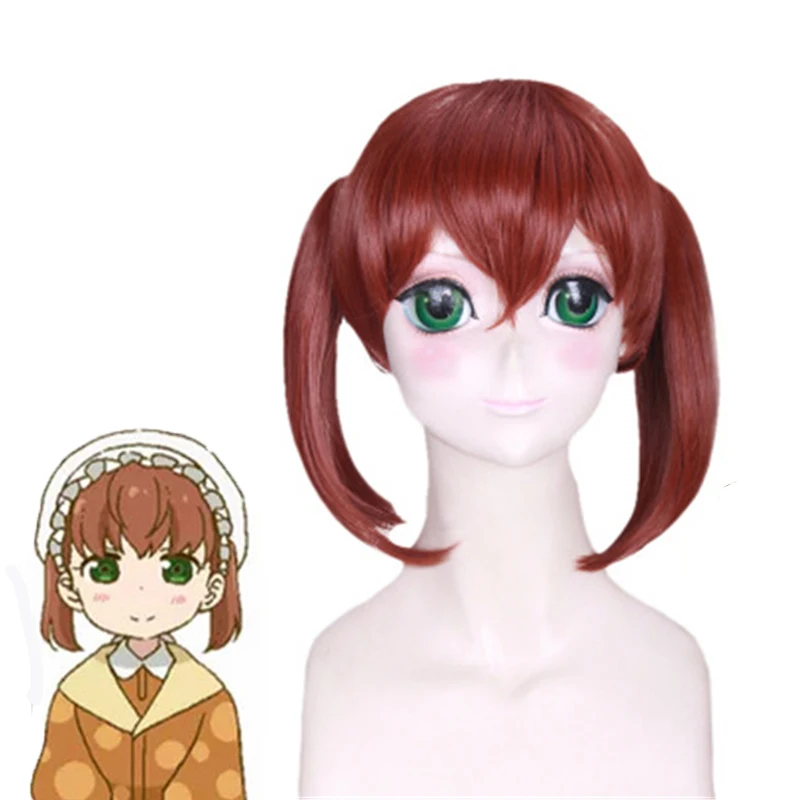 

Kobayashi-san Chi No Maid Dragon Saikawa Georgie Wine Red Cosplay Wig With Double Ponytails Halloween Costume Party Play Wigs