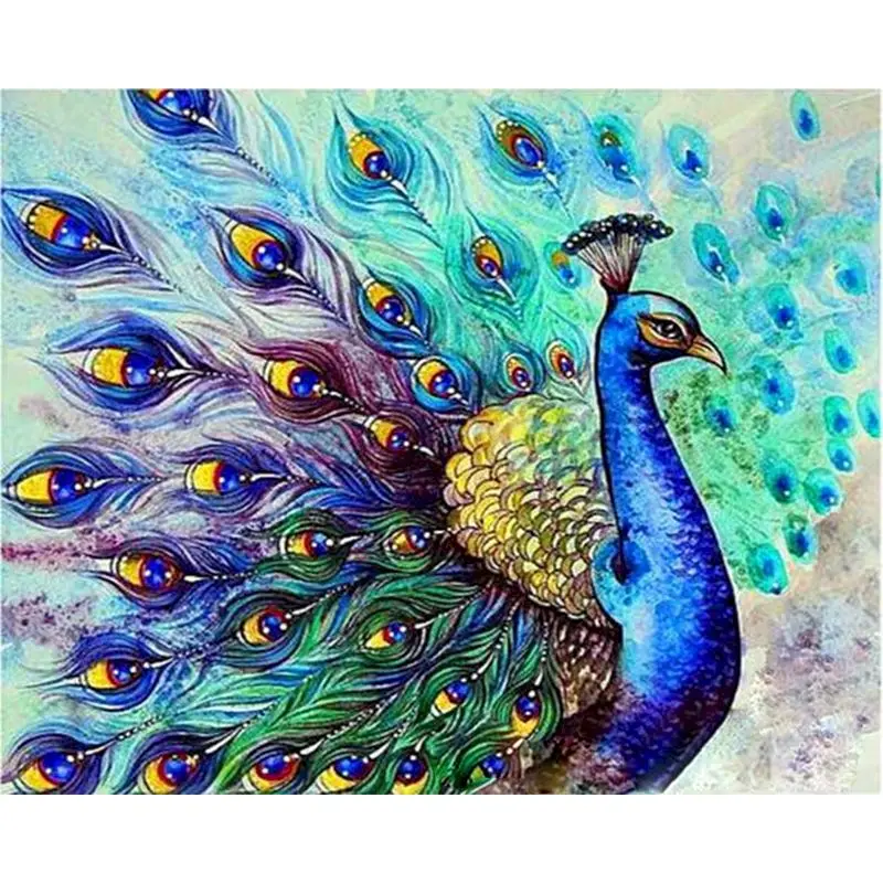GATYZTORY-pintura por números de animales de pavo real, dibujo al óleo  pintado a mano sobre lienzo, regalo único, decoración del hogar -  AliExpress Hogar y jardín