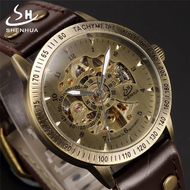 

Hot Selling Shenhua Men Fashion Casual Retro Hollow out Automatic Analog Watch