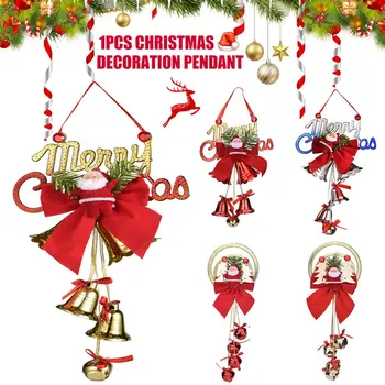 Nowy rok 2022 dzwonek świąteczny wisiorek z Cute Santa drzwi do domu wiszące Xams dekoracje na choinkę dla domu 1PC tanie i dobre opinie CN (pochodzenie)
