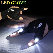 1Pair Led Glove Night Light Waterproof Fishing Flashlight Hunting Rescue Tool Outdoor Gear Cycling Practical Durable Fingerless