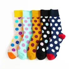 Цветные носки в горошек женские модные длинные хлопковые носки женские теплые забавные носки уличная одежда calcetines