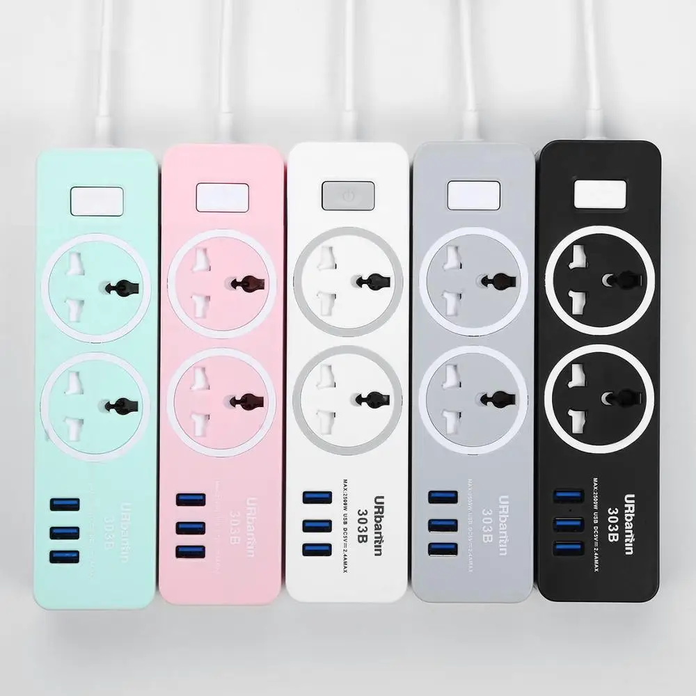 USB силовая полоса Smart plug quick charge USB универсальный адаптер для розетки мульти Вилочная силовая полоса, 2 usb порта для зарядки и 1 розетка