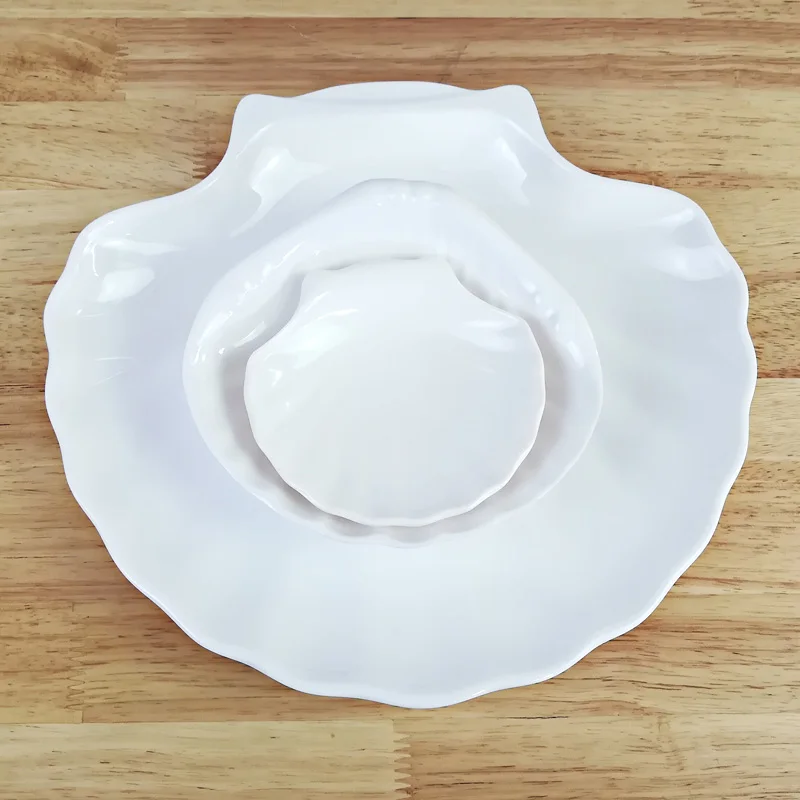 Plastic Dinner Plates Melamine Dinnerware Imitation Porcelain Plate Shell Dish Hot Pot Restaurant Seasoning Dish A5