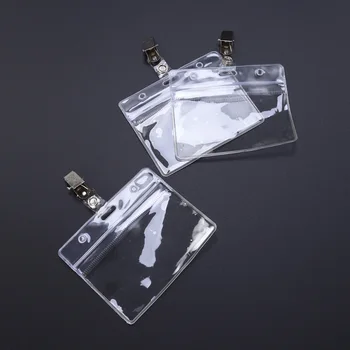 

25 Pcs Transparent Horizontal Soft Business ID Badge Holder with Adjustable Badge Clips Neck Straps for Social events
