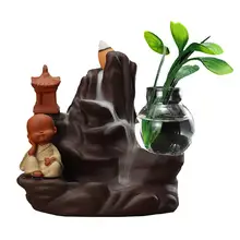 Маленький монах Маленький Будда обратного потока ладан горелка держатель керамический водопад курильница с обратным потоком ладан горелки