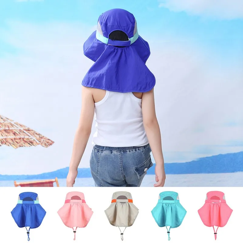 SPF 50+ Wide Brim Children Beach Hat Kids Bucket Cap Summer Beach Girls Travel Outdoor Cute Casual Sun Hats beach hat