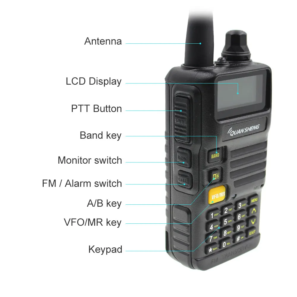 QuanSheng UV-R50 портативная рация UHF VHF 5W двухсторонняя рация 2000mAh Портативная радиоантенна