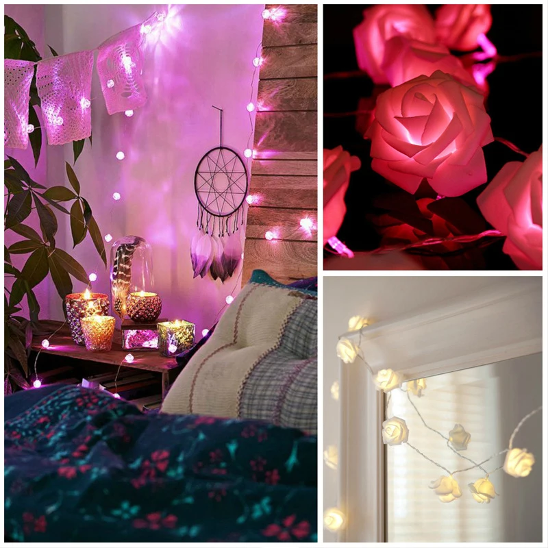 

1.5M / 3M Fairy Garland Light LED Rose Light String Waterproof Christmas Tree Wedding Home Interior Decoration