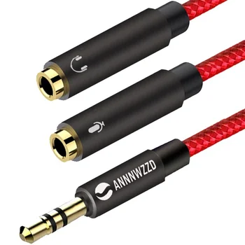 

3.5mm Aux Cable Audio Splitter for Computer Jack 3.5mm 1 Male to 2 Female Mic Y Splitter AUX Cable Headset Splitter Adapter