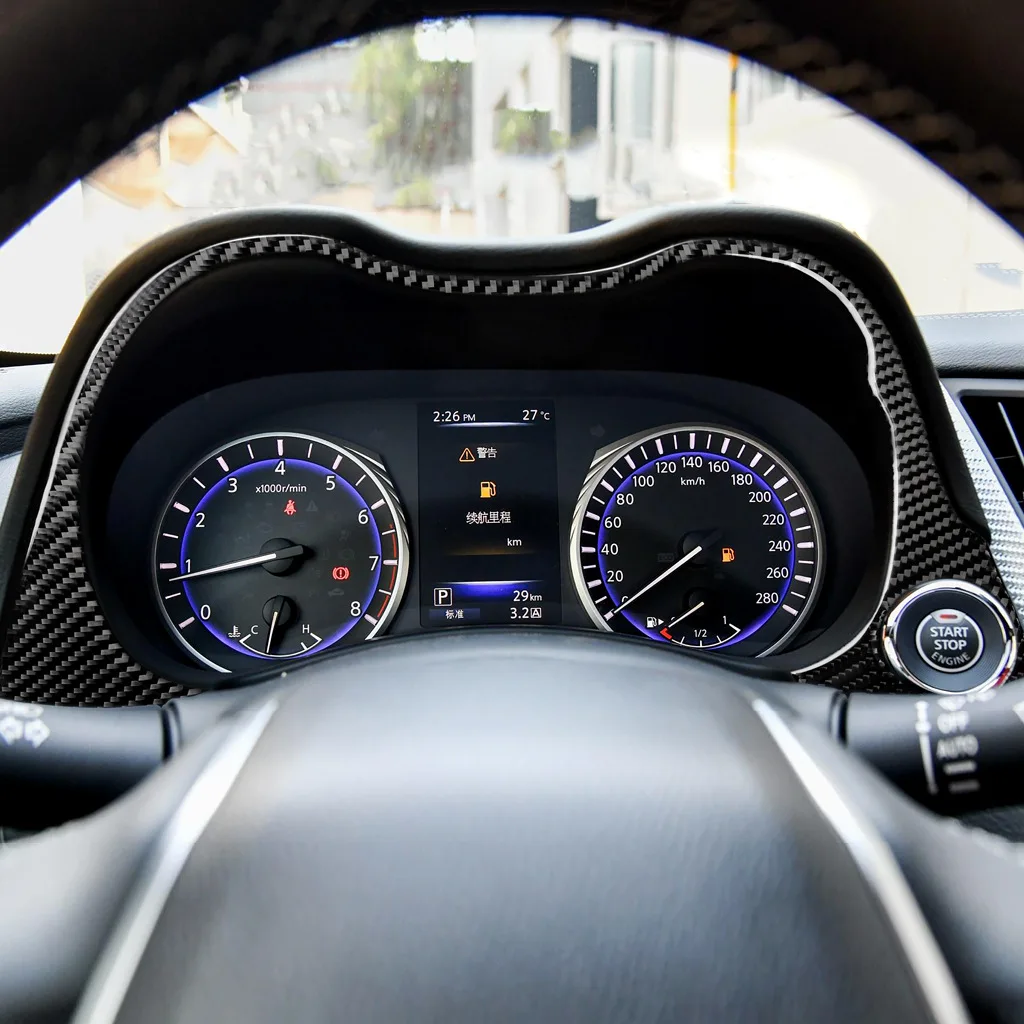 

Car styling accessories For Infiniti Q50 Q60 2014-19 Carbon Fiber Interior Carriage Sticker Instrument Panel Protection Sticker
