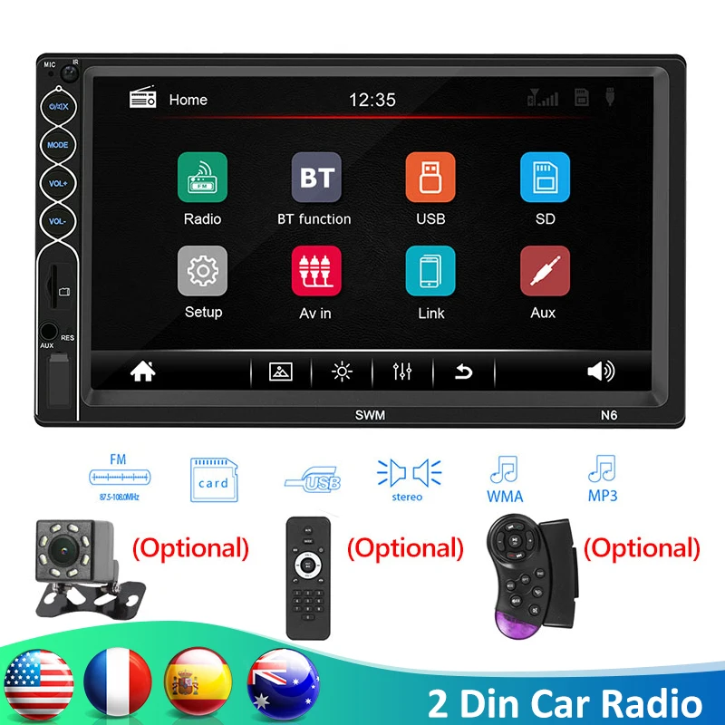 Автомагнитола SWM N6 2 din 7 &quotHD мультимедийный плеер 2DIN сенсорный экран стерео видео