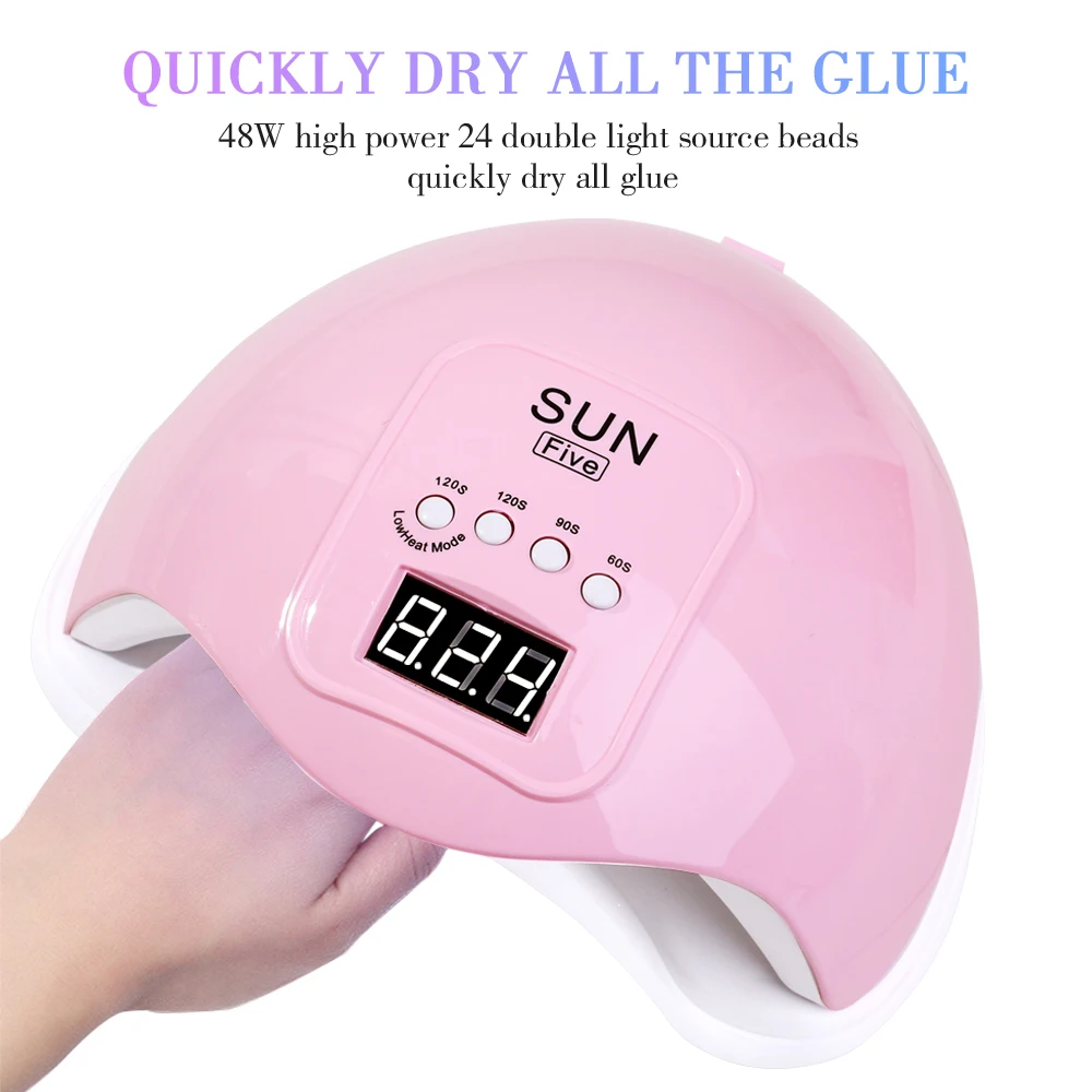 Pink Sunfive лампа для нейл-арта 48 Вт 4 зубчатой передачи высокая скорость Выпекать УФ Гель-лак Интеллектуальный постоянная температура УФ светодиодная лампа MZ238 - Цвет: Pink