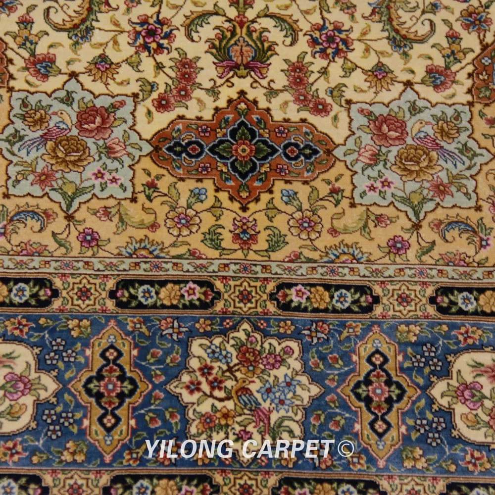 Yilong 6'x9' персидский шелковый ковер ручной работы традиционный дизайн элегантный бежевый шелковый ковер(ZQG335A